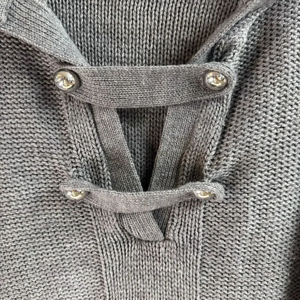 Kathy Van Zeeland Gray Cable Knit Sweater Cape Poncho One Size Cozy Fall Winters